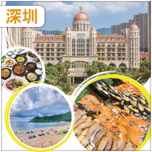 深圳坪山 網評四鑽【龍光城戴斯酒店】酒店內海鮮自助晚餐 沙魚湧海灘 純玩2天