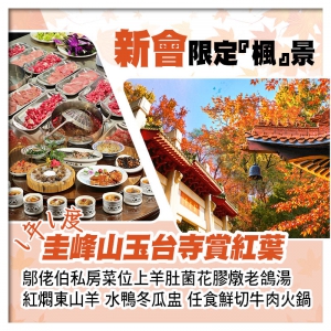 (回程送福田及深圳灣)新會圭峰山玉台寺賞楓景 鄔佬伯私房菜位上羊肚菌花膠燉老鴿湯 秋冬滋補純玩3天