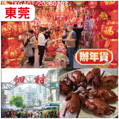 廣東旅遊線路|2026-02-03|【辦年貨】東莞 新春辦年貨：購物天堂：細村批發市場 純玩1天